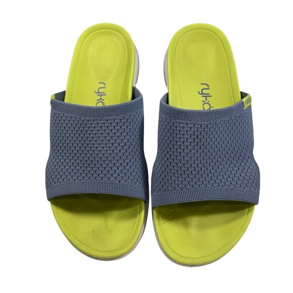 Ryka Womens Re-Zorb Lite Cushion Gray & Lime Slide Sandals Size 8M - Picture 3 of 8